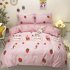 Cotton Pastoral Flower Cartoon Style Fashion Bedding Bed Cover Bed Sheet Duvet Cover Pillowcase 4pcs Bedding Sets/Queen