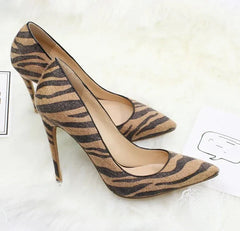 Textured Brown Zebra Pattern Stilettos