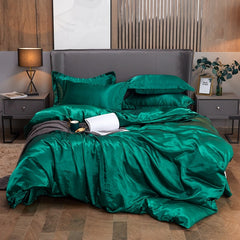 NEW Bedding Sets Rayon Fabric Luxury Duvet Cover Set Twin Gueen King Size Bed Sets Solid Color Bedclothes Sets