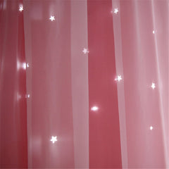 Double Layer Stars Blackout Curtains Pink Tull For Kids Room Sheer Curtains for Living Room Girl's Bedroom Window Treatments