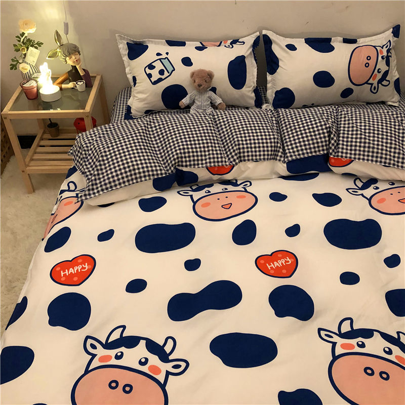 Boys Girls Bedding Set Fashion Adult Children Bed Linen Duvet Quilt Cover Pillowcase Cute Cartoon Bear Polyester Flat Sheets