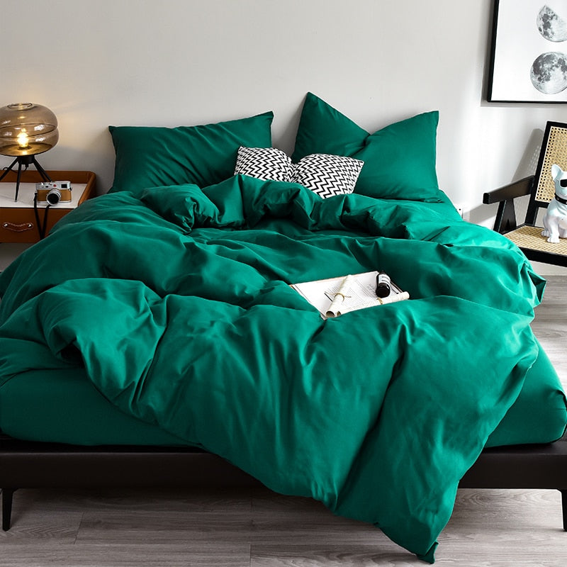 Bedding Set High Quality Skin Friendly Fabric Black Duvet Cover Set Solid Color Single Double King Size Quilt Cover Set