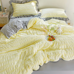 Simple Solid Binding Bedding Set White Blue Queen King 220x240 Size Duvet Cover Set 200x230 Bed Quilt Cover Bedclothes For Home