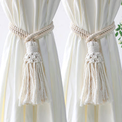 2 Pack Macrame Curtain Tiebacks Decorative Curtain With Bead Kawaii Boho Room Decor Home Living Room Decoration Gift