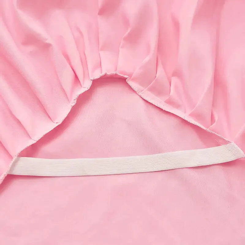 Bonenjoy 1pc Plain Dyed Bed Skirt with Elastic Green Solid Color Single/Queen/King Size Bed Sheet Ruffles(Pillowcase need order)