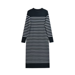 Contrast Stripes Knitted Slim-Fit Dress