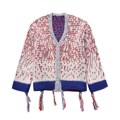 Reds Whites Blues Tasseled Cardigan