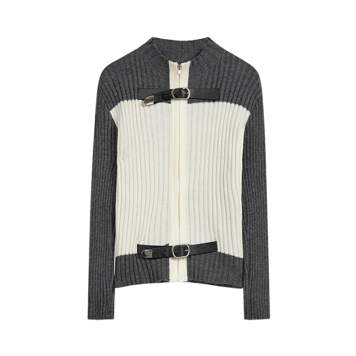 Colorblock Dual Strap Knit Cardigan