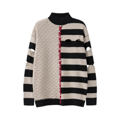 Cutouts Half Spliced Knit Sweater