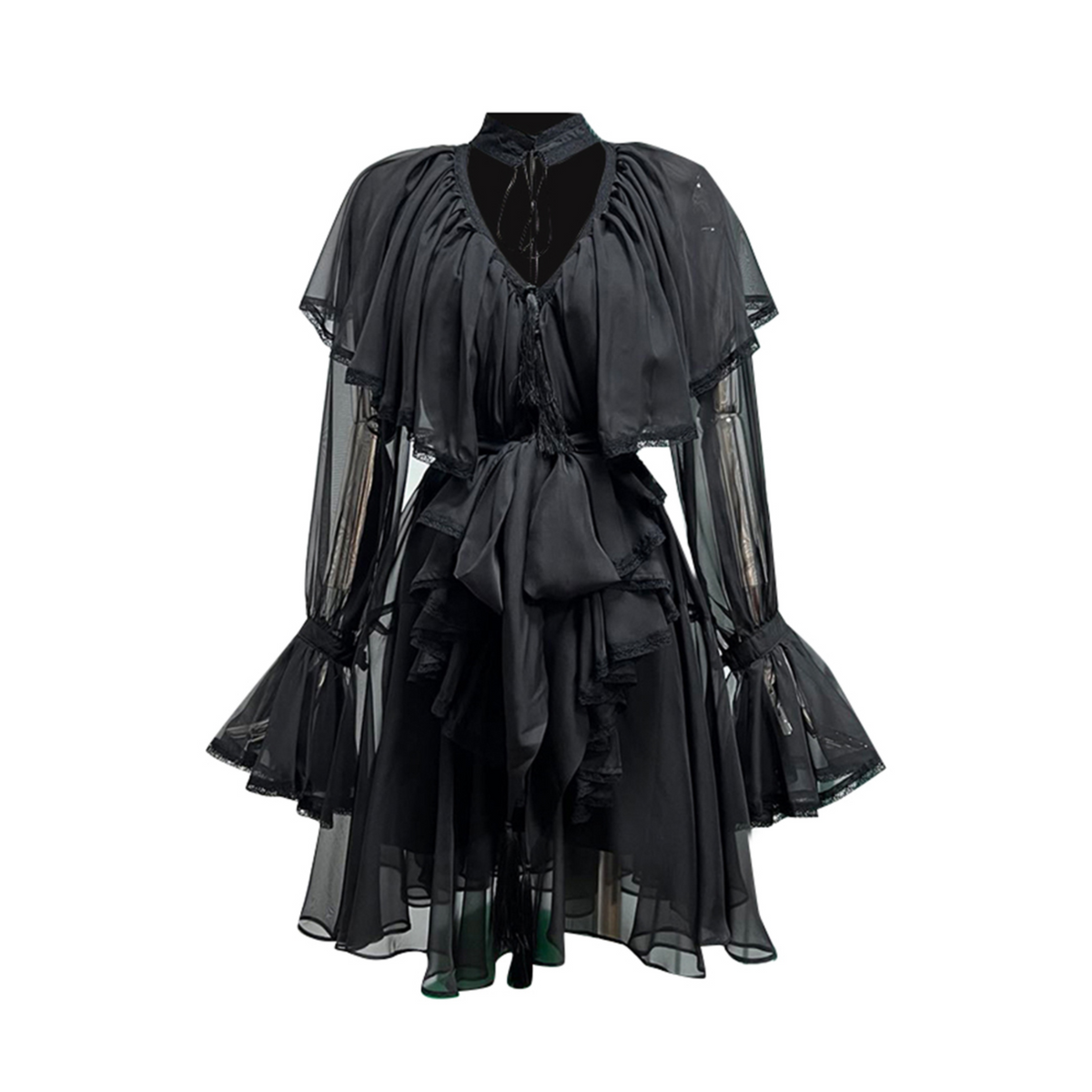 Ruffled Tie-Waist Mini Dress