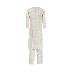 Pre Order:  Beige Long Top+Pants Plisse Set