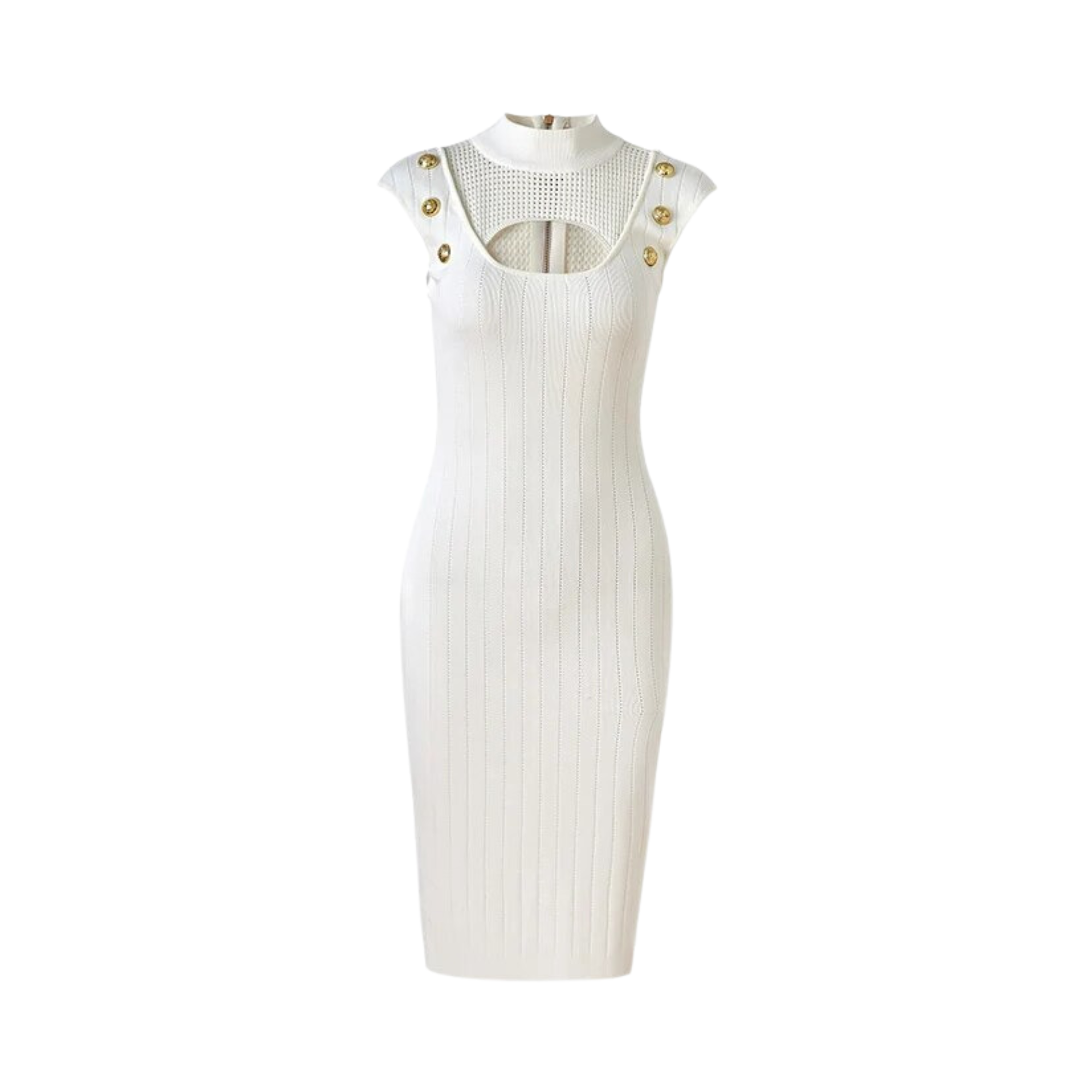 Cut-out Mesh Spliced Midi Dress