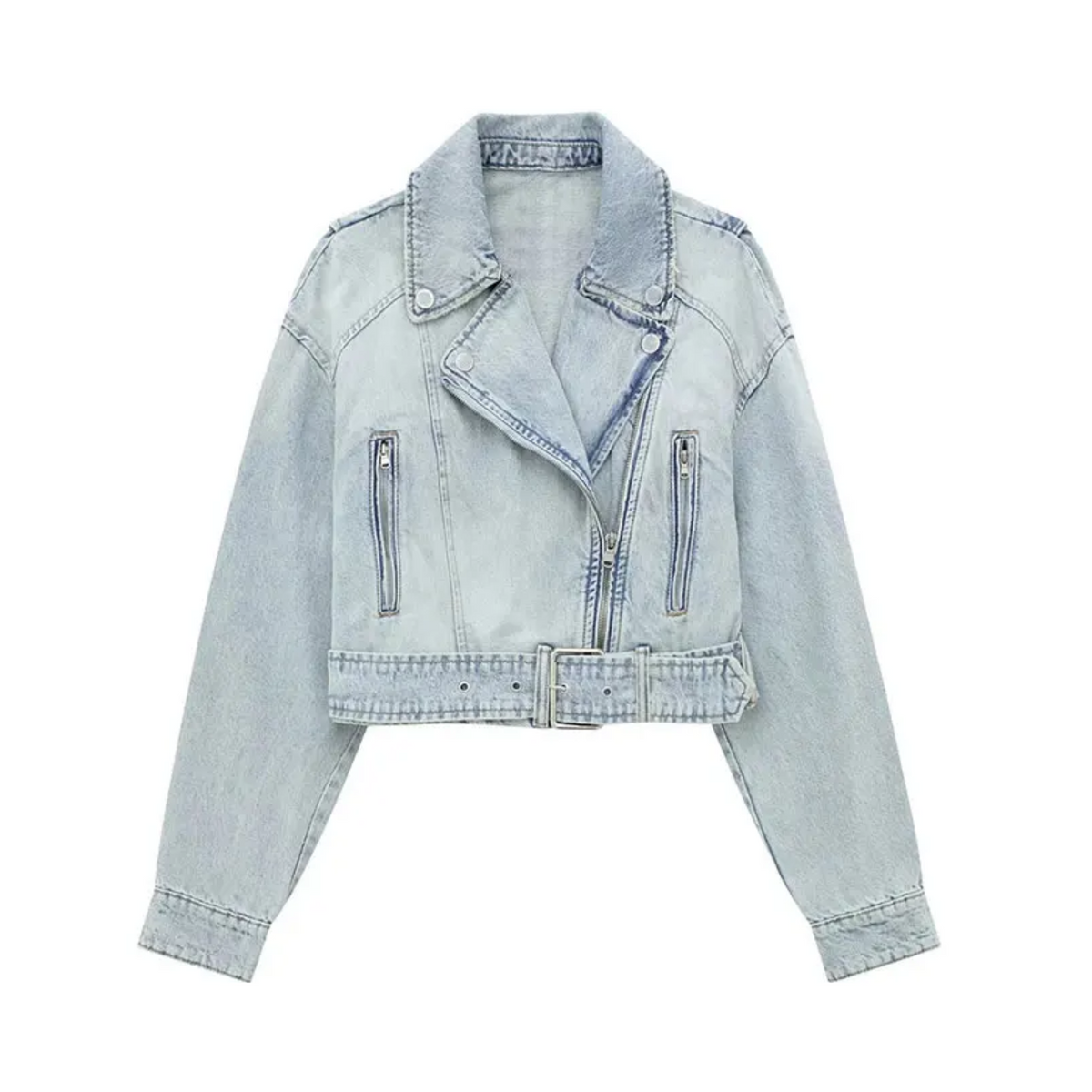 Off-Center Zip Denim Jacket