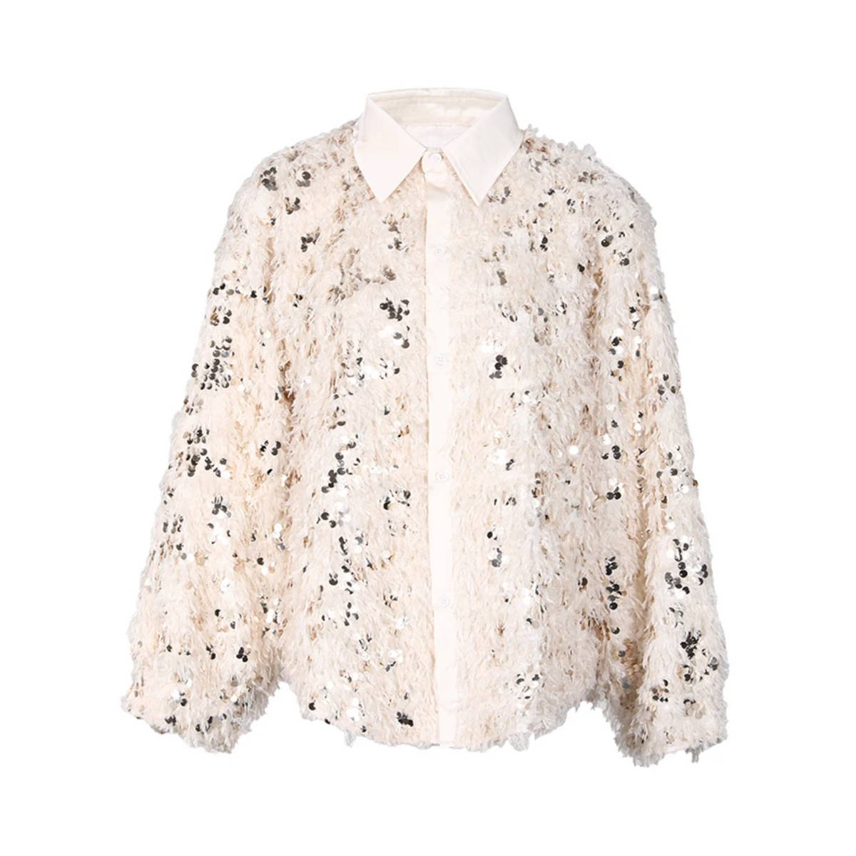 Fringed Sequined Loose Shirt