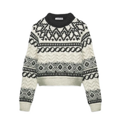 Jacquard Knitted Cropped Sweater