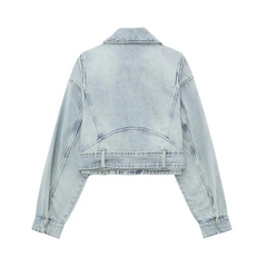 Off-Center Zip Denim Jacket