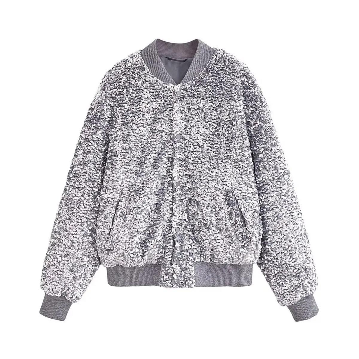 Silver Paillettes Encrusted Jacket