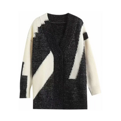 Colorblock Loose Knit Cardigan