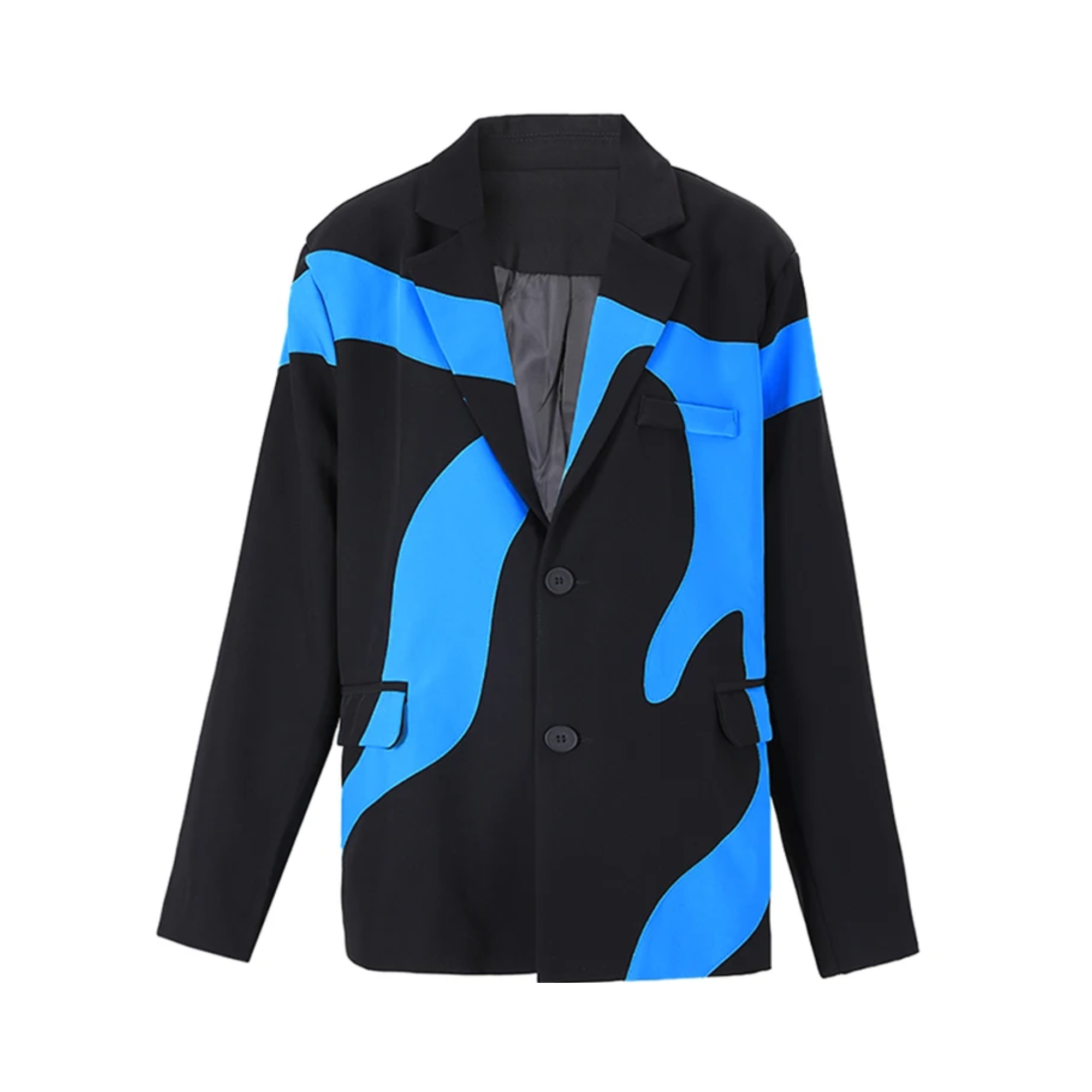 Contrast Pattern Notched Collar Blazer