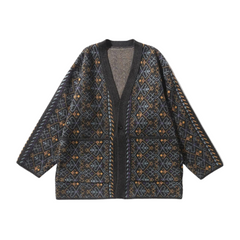 Japanese Style Jacquard Knit Cardigan