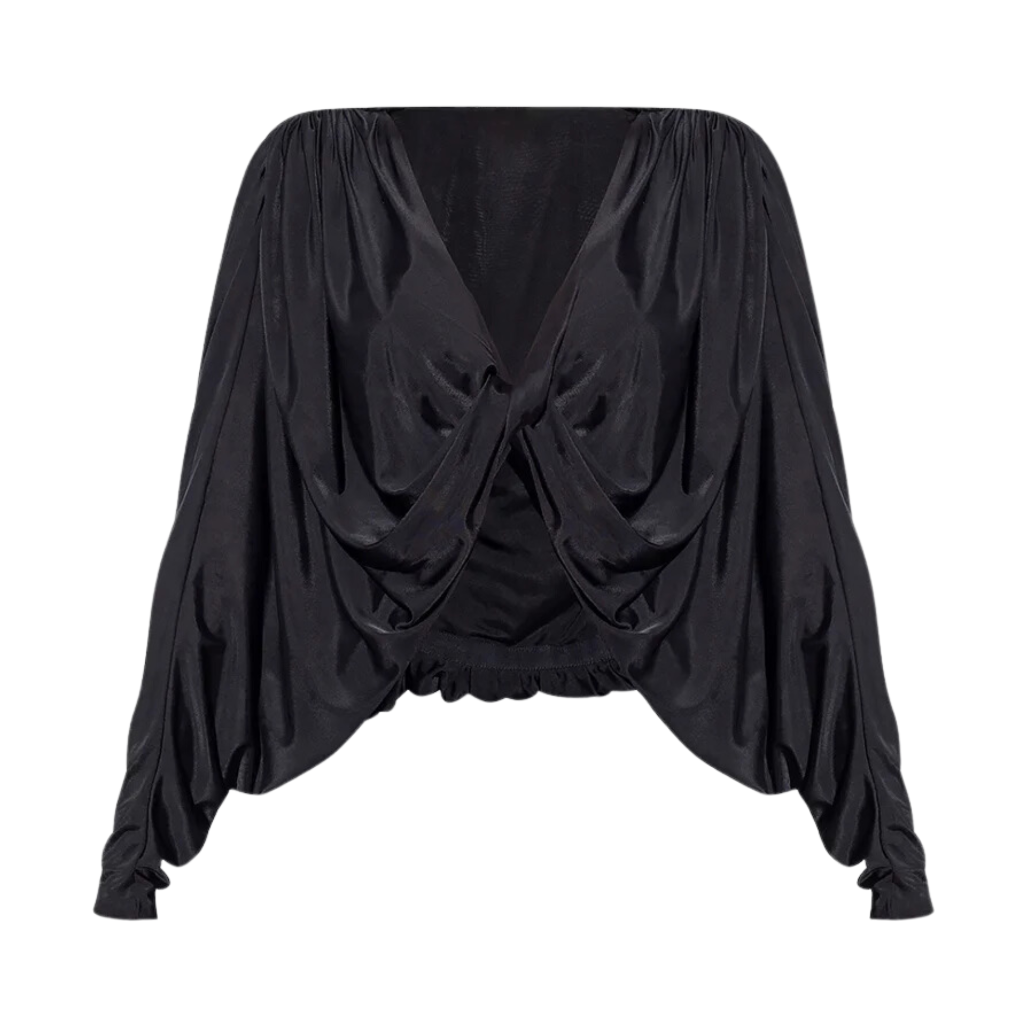 Ruched Knot Deep V-Neck Top