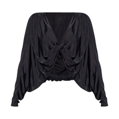 Ruched Knot Deep V-Neck Top