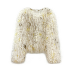 Color Flecks Faux Fur Short Coat