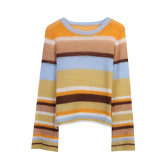 Sheer Multicolor Stripes Mohair Sweater