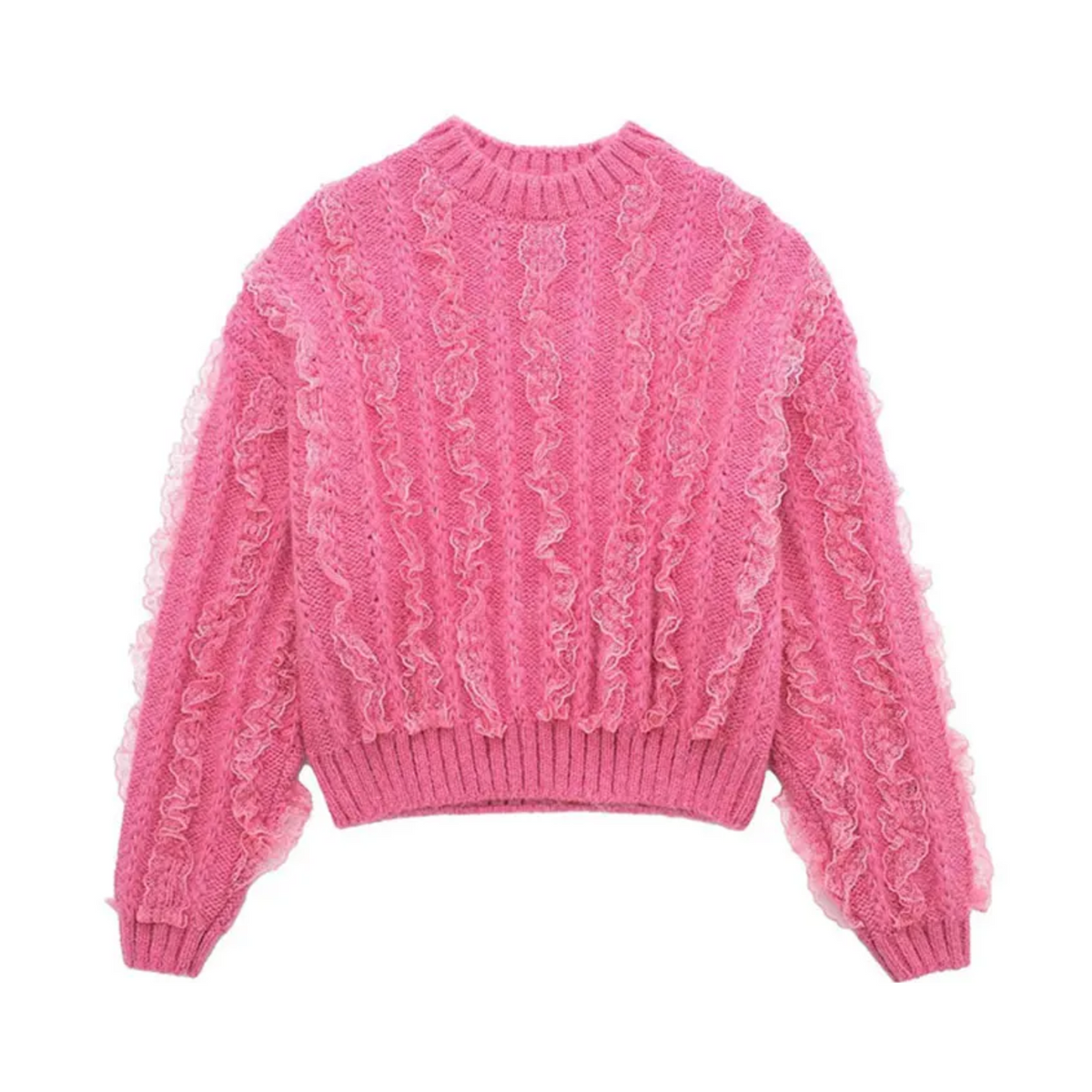 Ruffled Lace Knitted Sweater