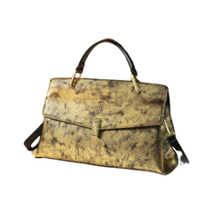 Snake Print Top Handle Handbag