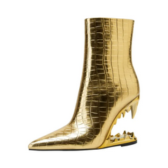 Gold Tiger Fangs Short Boots