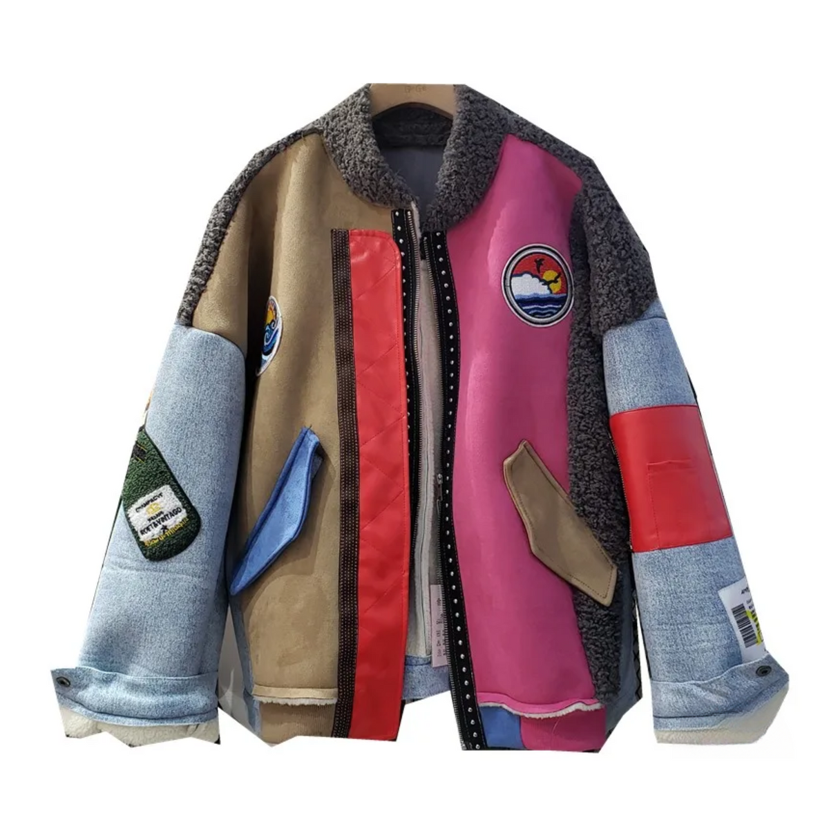 Multicolor Fun Patches Spliced Jacket