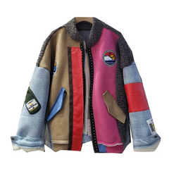 Multicolor Fun Patches Spliced Jacket