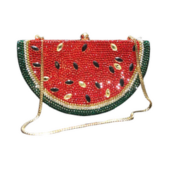 Watermelon Slice Rhinestones Metal Handbag