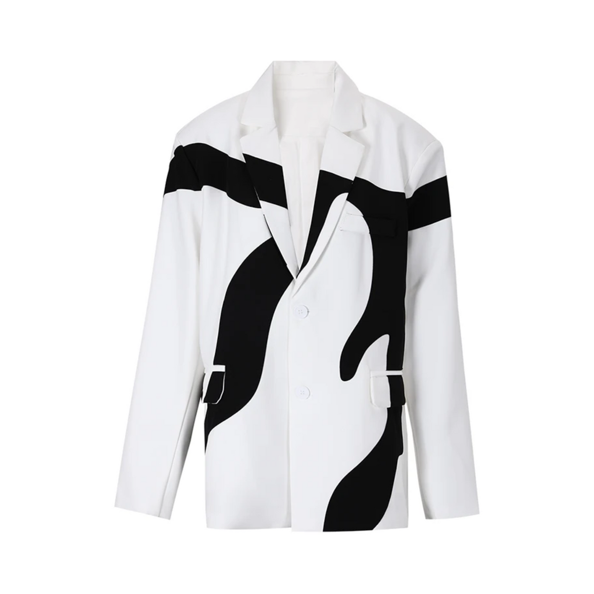 Contrast Pattern Notched Collar Blazer