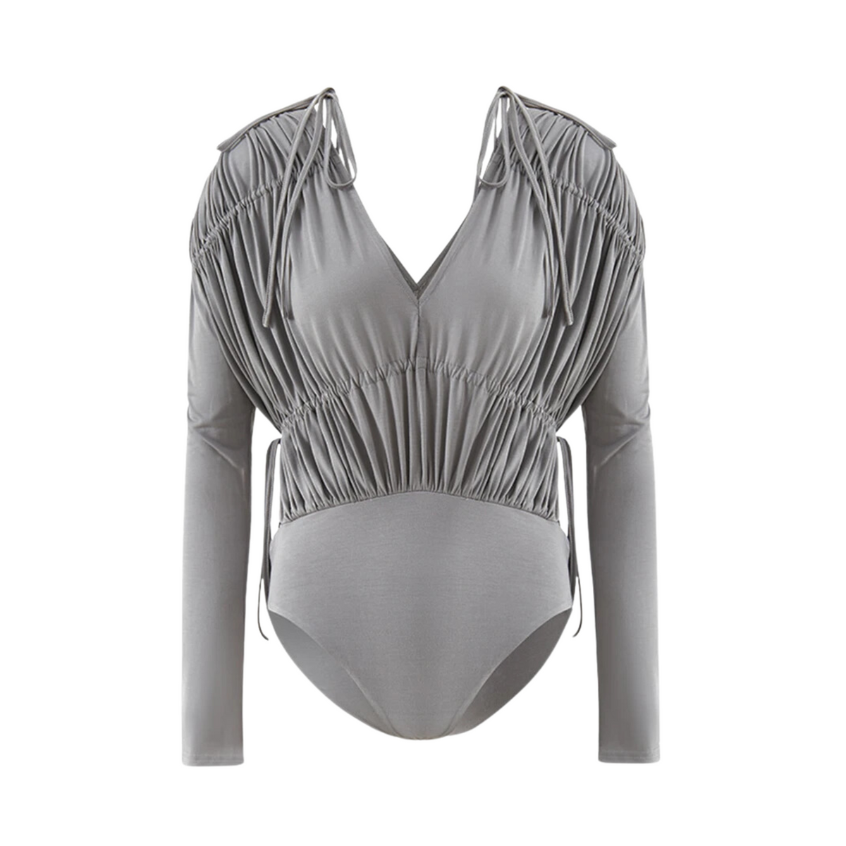 Contoured Ruched Long Sleeves Bodysuit