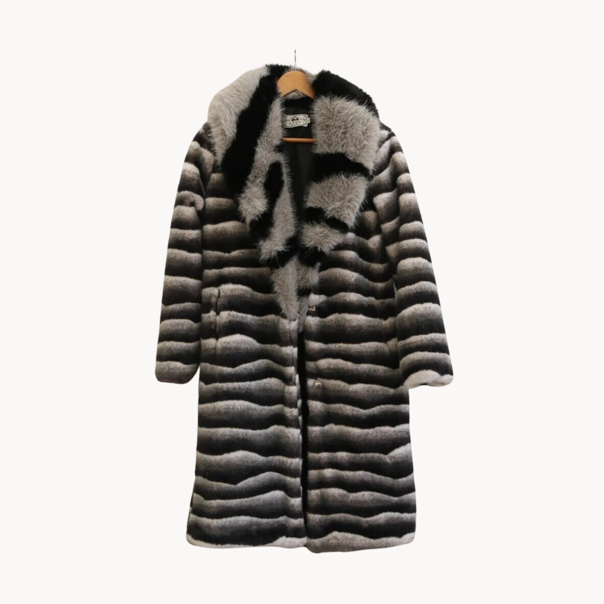 Zebra Stripes Faux Fur Coat