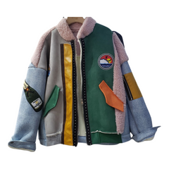 Multicolor Fun Patches Spliced Jacket