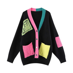 Color Play Patches Knitted Cardigan