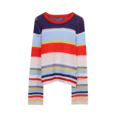 Sheer Multicolor Stripes Mohair Sweater