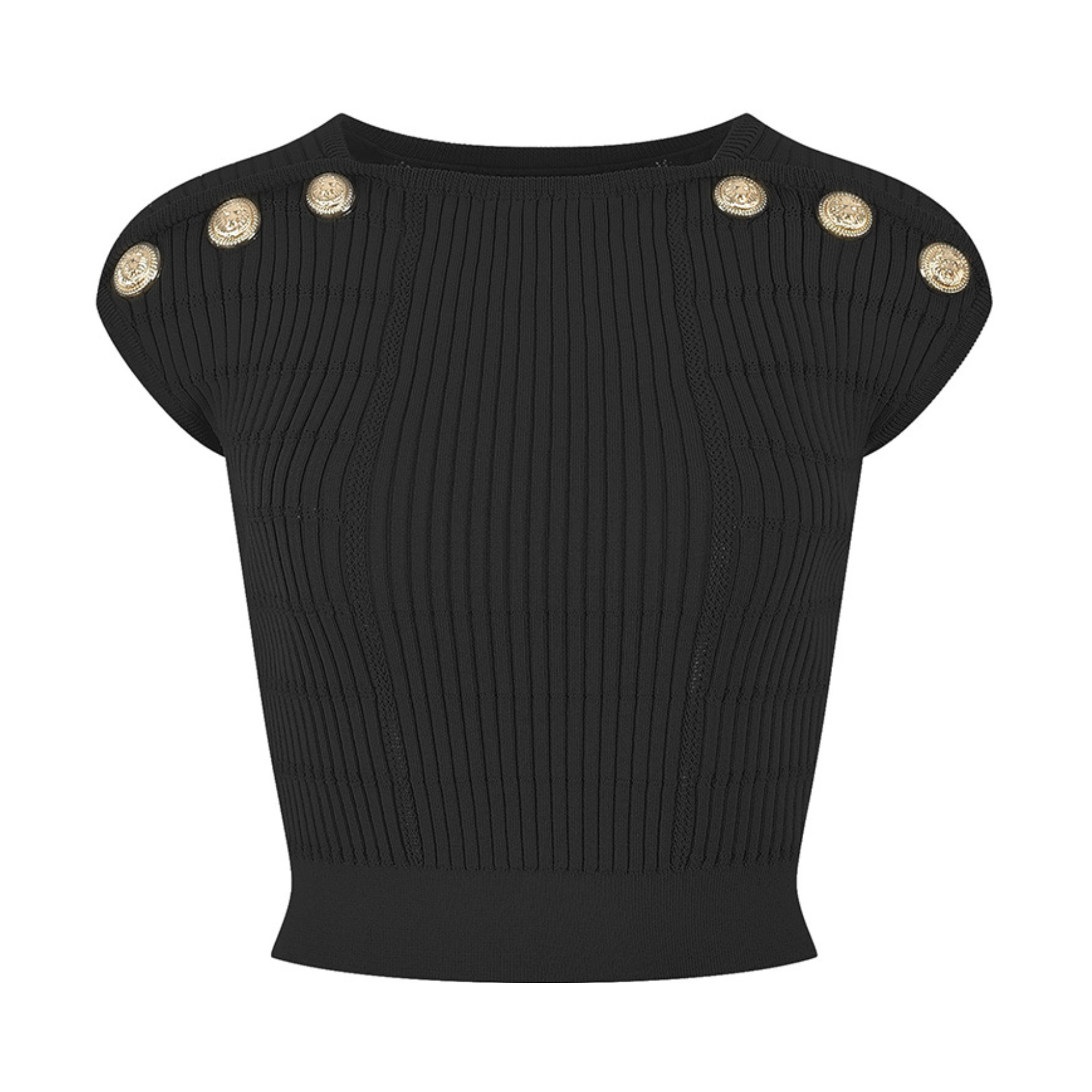 Button Detailed Ribbed Crop Top