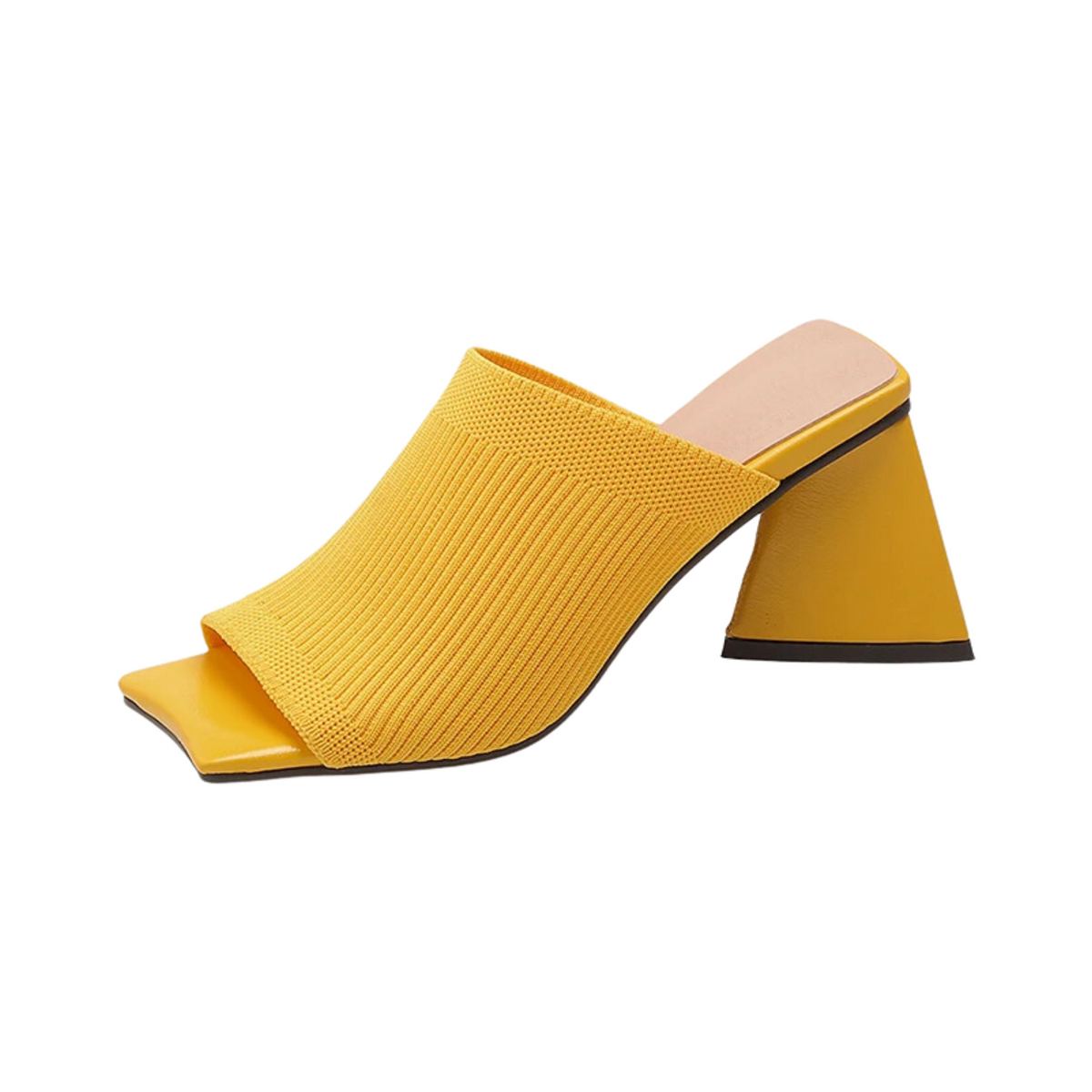 Triangular Heels Knitted Mules