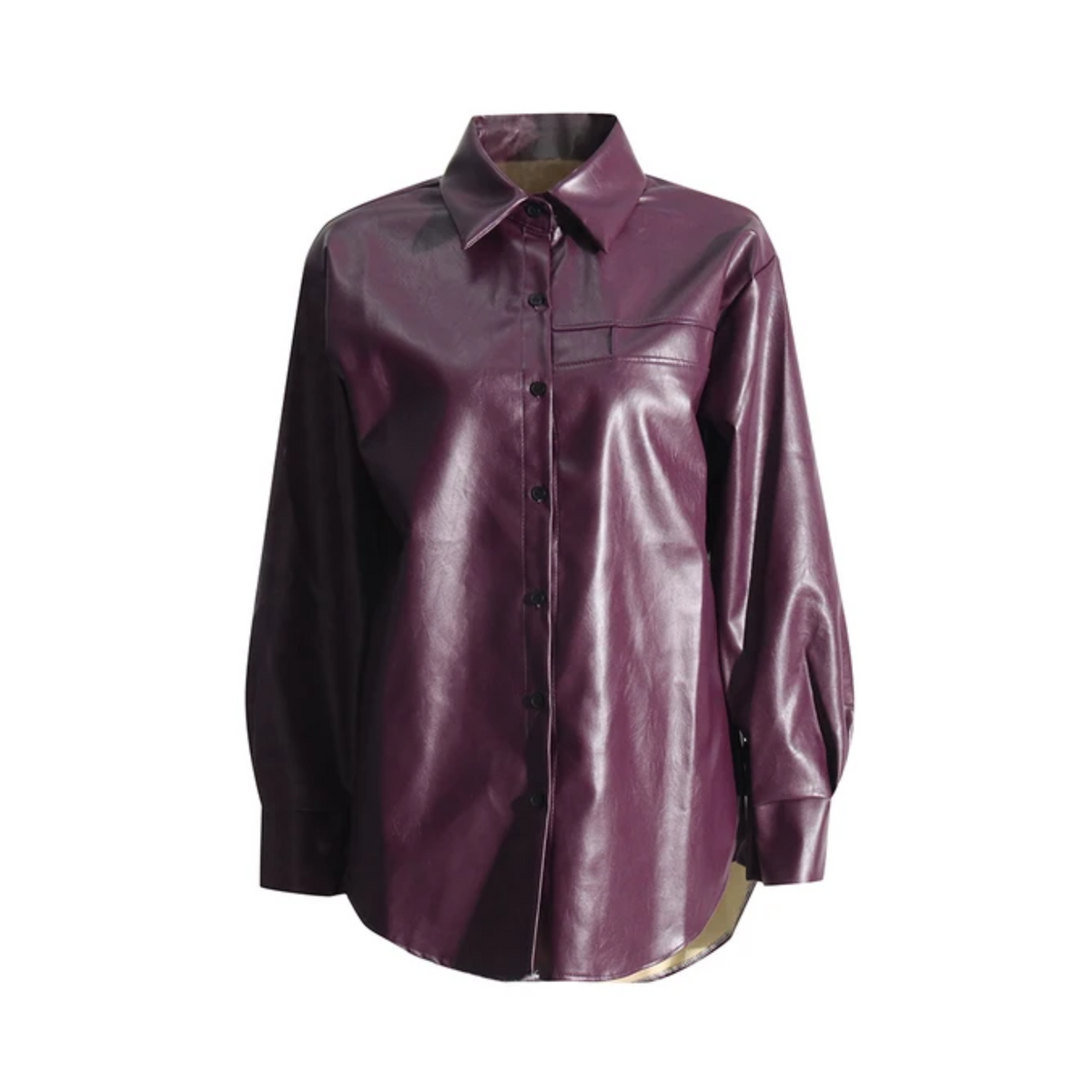 Dark Purple Faux Leather Jacket