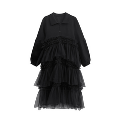 Ruffled Tulle Tiered Midi Dress