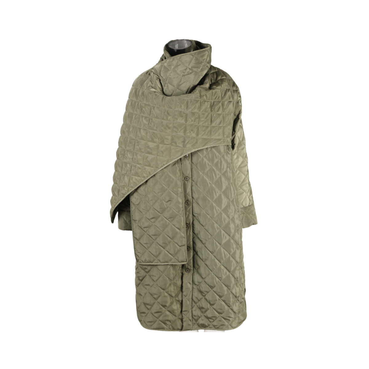 Quilted Scarf Collar Loose Coat