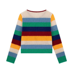 Multicolor Striped Contrast Cardigan