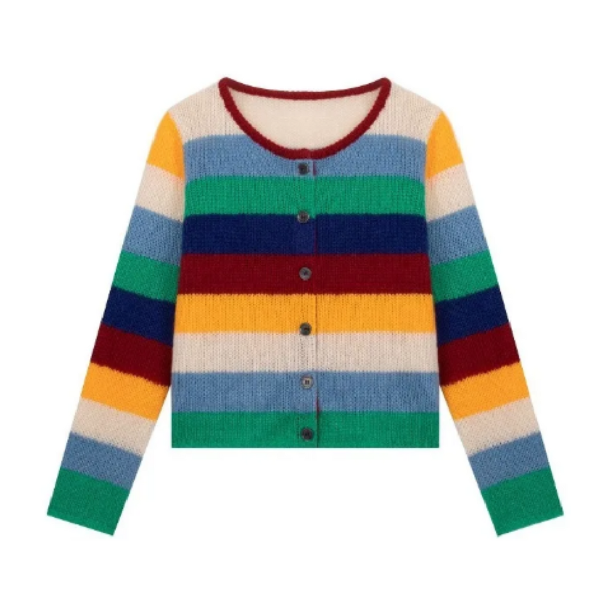 Multicolor Striped Contrast Cardigan