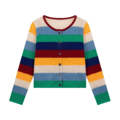 Multicolor Striped Contrast Cardigan
