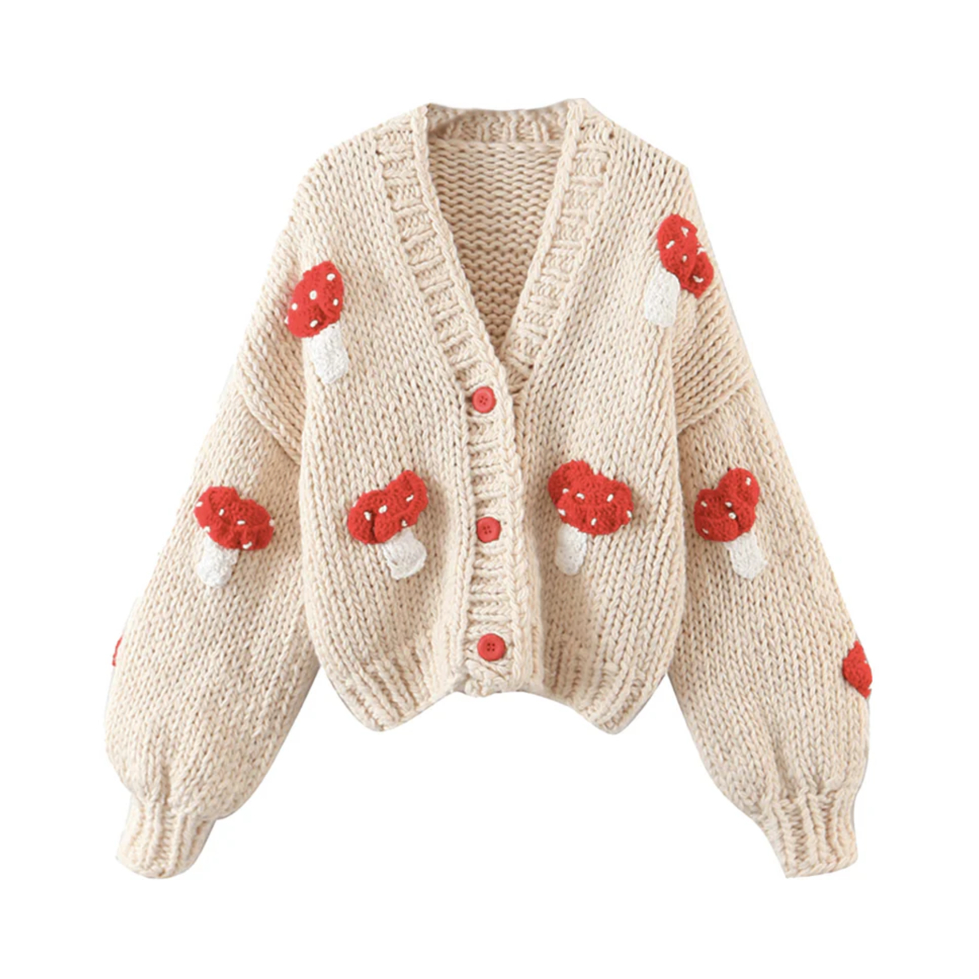 3D Mushrooms Knitted Cardigan