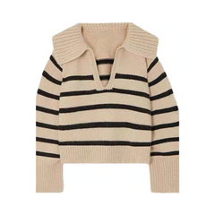 Stripes Cuff Slit Sweater